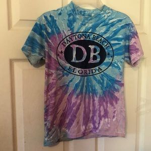 Daytona Beach Florida Blue & Lavender Tie Dye T-Shirt Girls Medium M 10/12